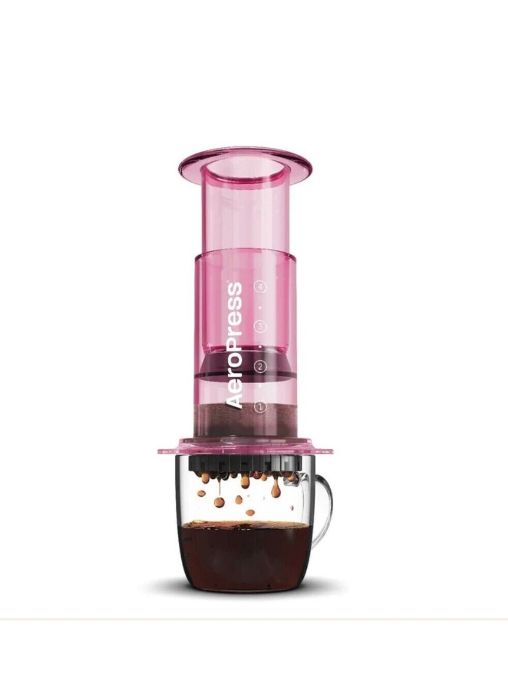 NWT AeroPress Clear Coffee Maker – Pink | Limited Edition 3-in-1 Travel Brewer